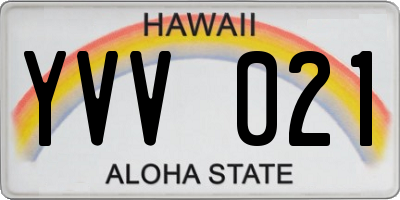HI license plate YVV021