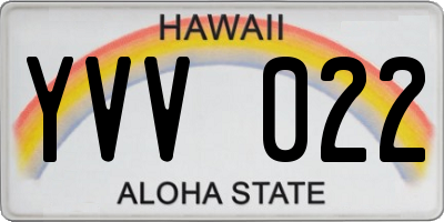 HI license plate YVV022
