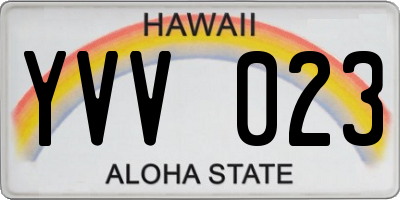 HI license plate YVV023