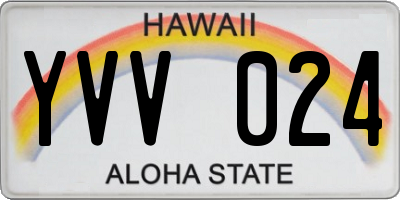 HI license plate YVV024
