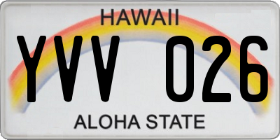 HI license plate YVV026