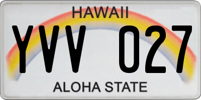 HI license plate YVV027