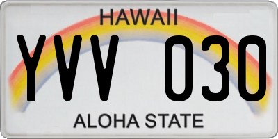 HI license plate YVV030