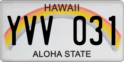 HI license plate YVV031