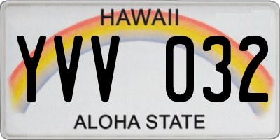 HI license plate YVV032