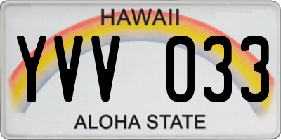 HI license plate YVV033