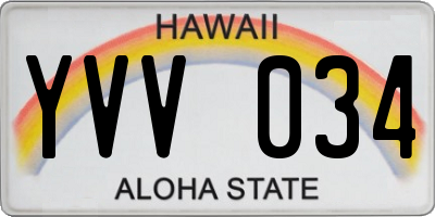 HI license plate YVV034