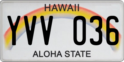 HI license plate YVV036