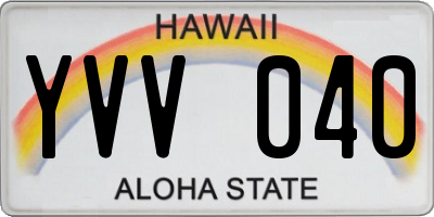 HI license plate YVV040