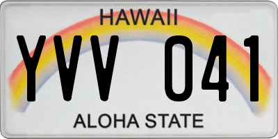 HI license plate YVV041
