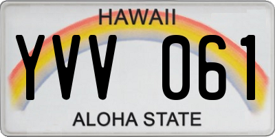 HI license plate YVV061