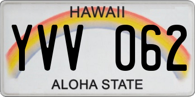 HI license plate YVV062