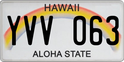 HI license plate YVV063