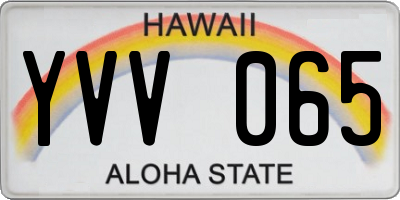 HI license plate YVV065