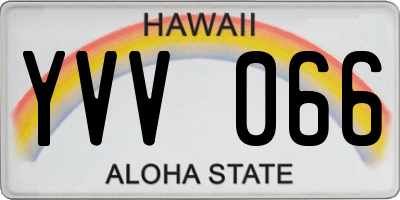 HI license plate YVV066
