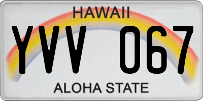 HI license plate YVV067