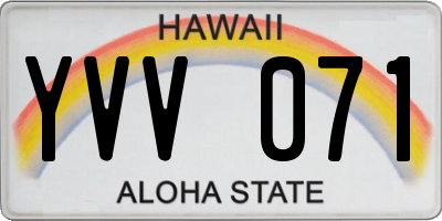 HI license plate YVV071