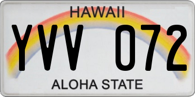 HI license plate YVV072