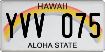 HI license plate YVV075