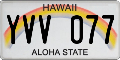 HI license plate YVV077