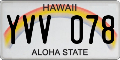 HI license plate YVV078