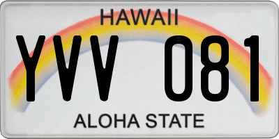 HI license plate YVV081