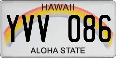 HI license plate YVV086