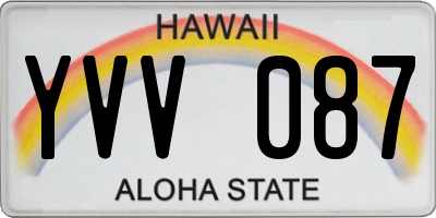 HI license plate YVV087