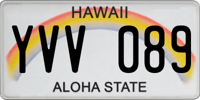 HI license plate YVV089
