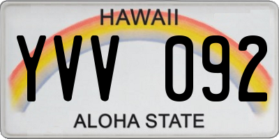HI license plate YVV092