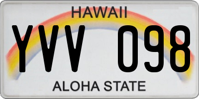 HI license plate YVV098