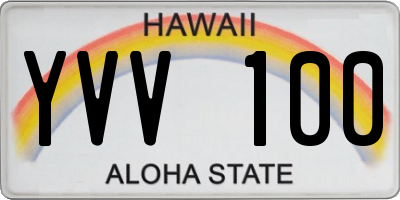 HI license plate YVV100