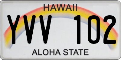 HI license plate YVV102