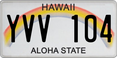 HI license plate YVV104