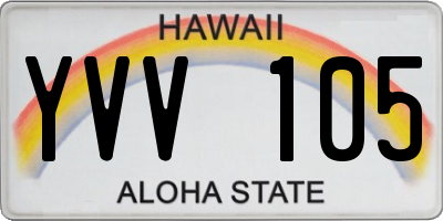 HI license plate YVV105