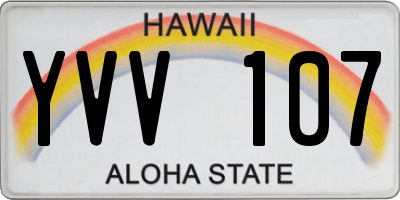 HI license plate YVV107