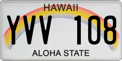 HI license plate YVV108