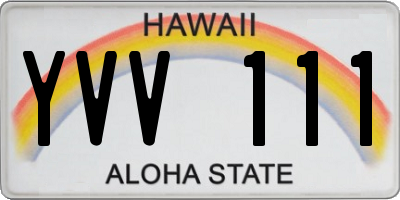 HI license plate YVV111