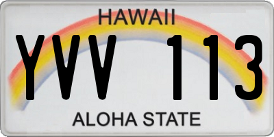 HI license plate YVV113