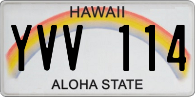 HI license plate YVV114