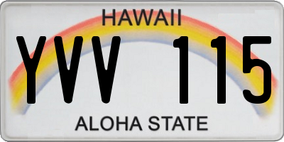 HI license plate YVV115