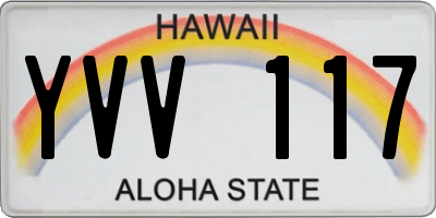 HI license plate YVV117