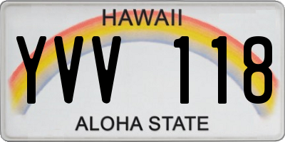 HI license plate YVV118