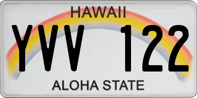 HI license plate YVV122