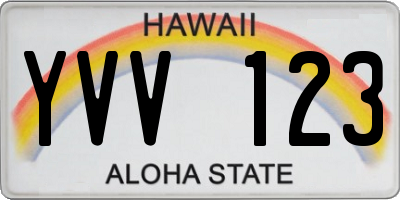 HI license plate YVV123