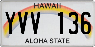 HI license plate YVV136