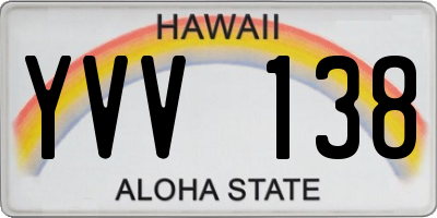 HI license plate YVV138