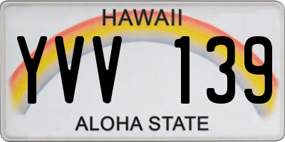 HI license plate YVV139