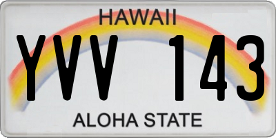 HI license plate YVV143