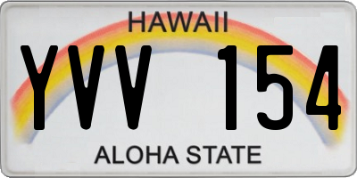 HI license plate YVV154